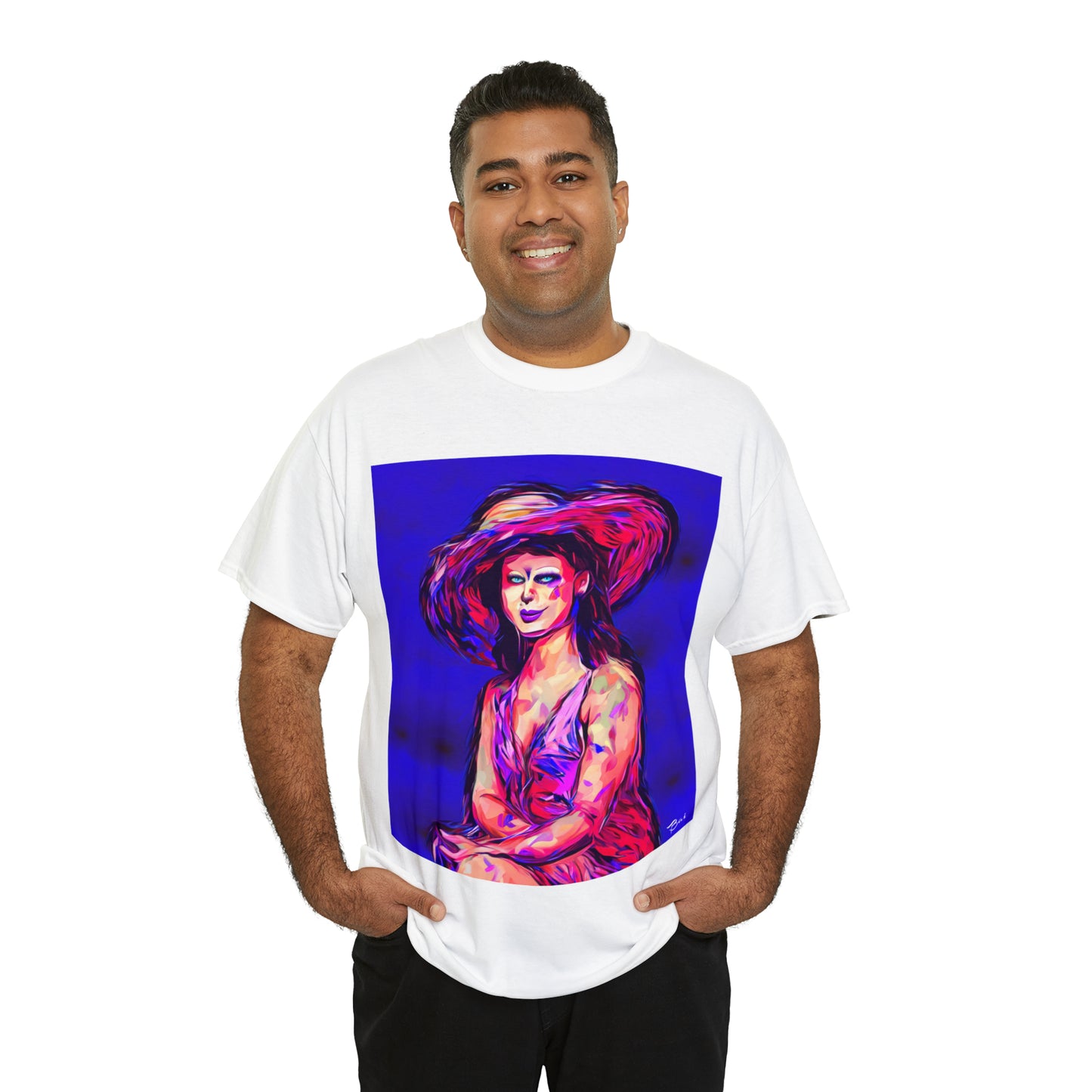 LADY IN SUN HAT - Airt on a Shirt - Unisex Heavy Cotton Tee - AUS
