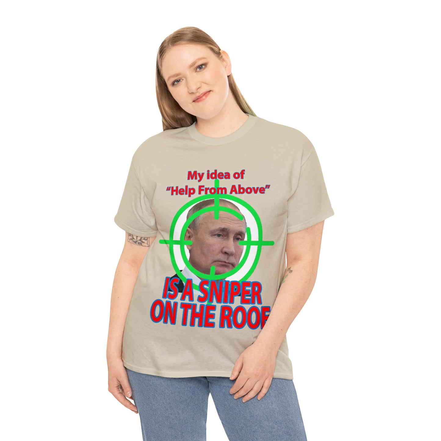 Help from Above SNIPER ON THE ROOF - Funny Unisex Heavy Cotton Tee - AUS