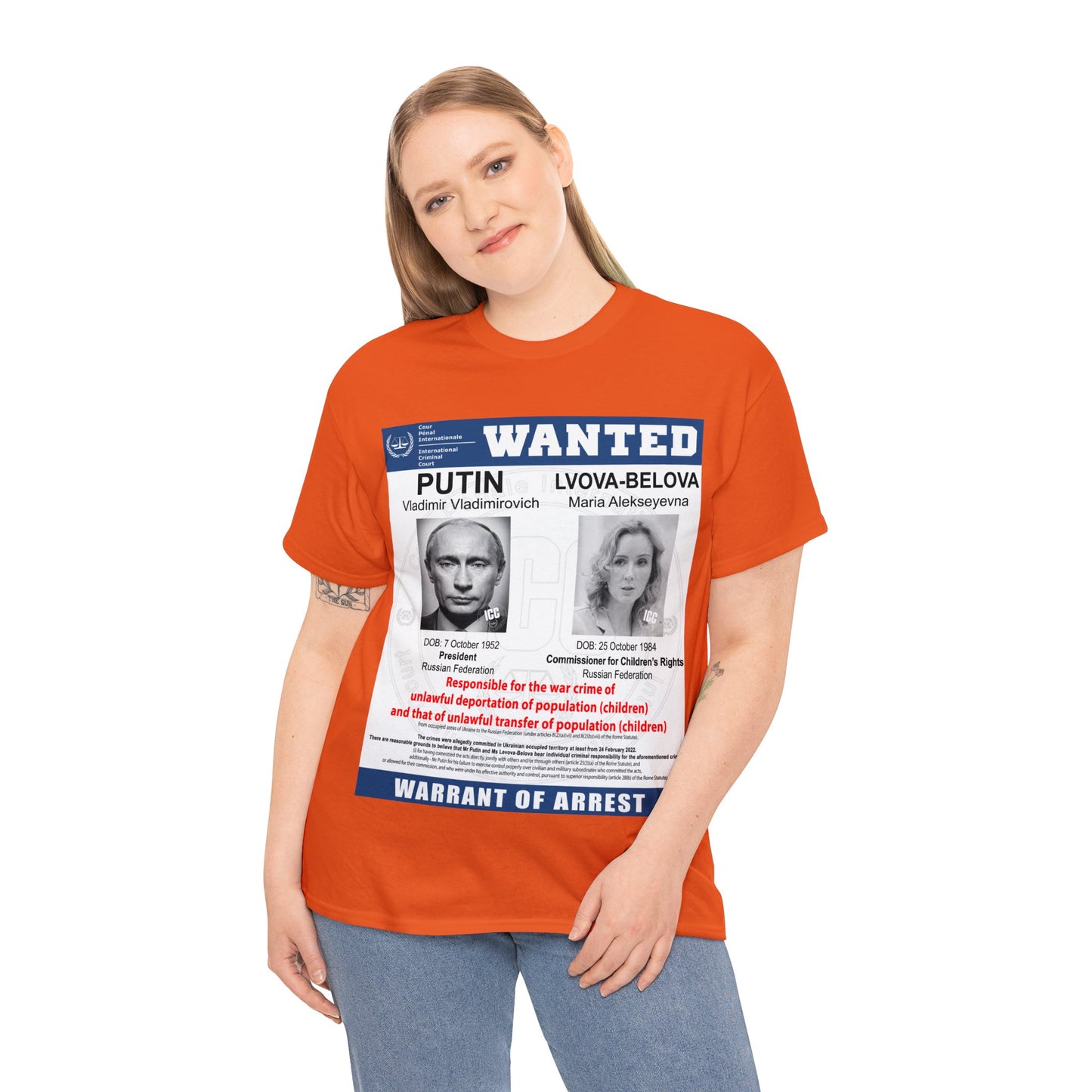 Justice for Ukraine's Children: Wanted War Criminals T-Shirt - Unisex T-Shirt