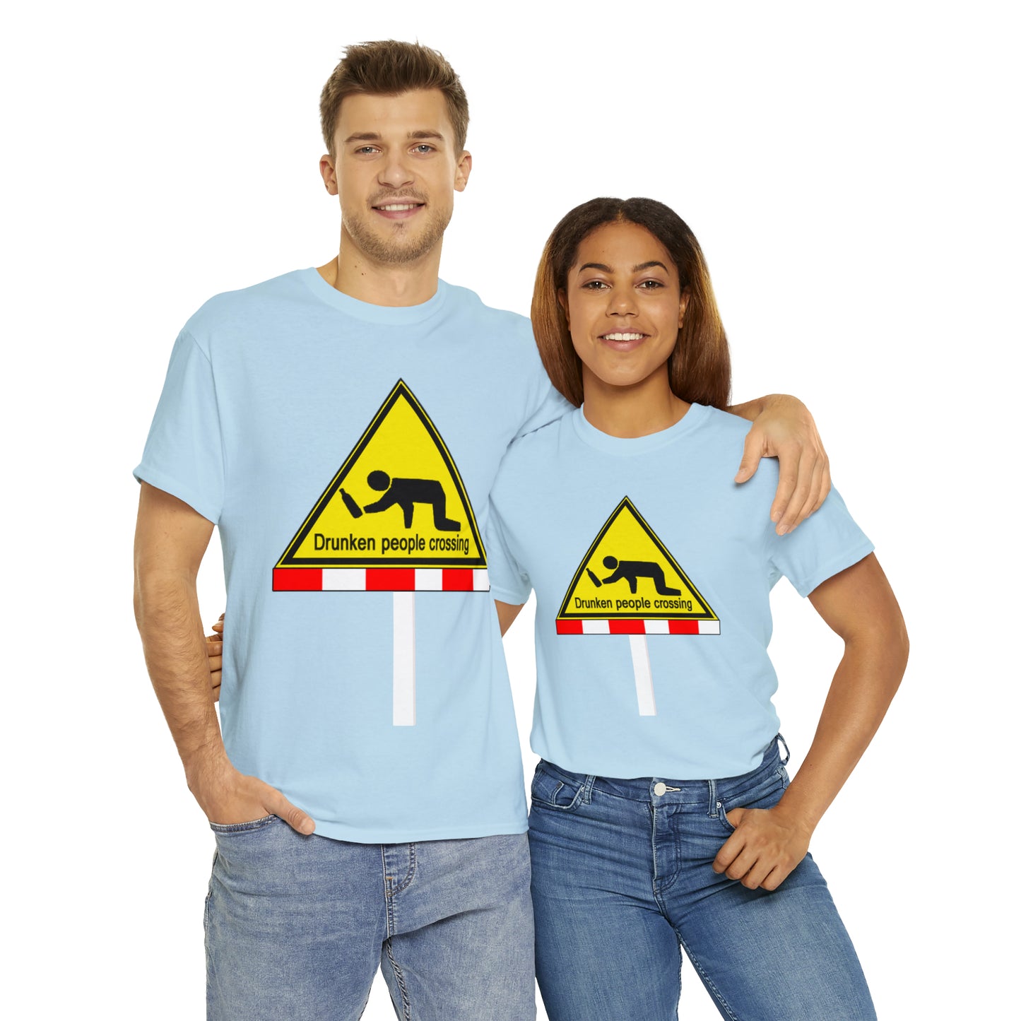 DRU**** PEOPLE CROSSING FUNNY SIGN T-SHIRT - Unisex Heavy Cotton Tee - AUS
