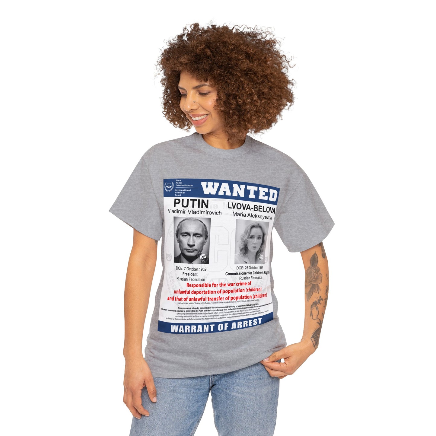 Justice for Ukraine's Children: Wanted War Criminals T-Shirt - Unisex T-Shirt