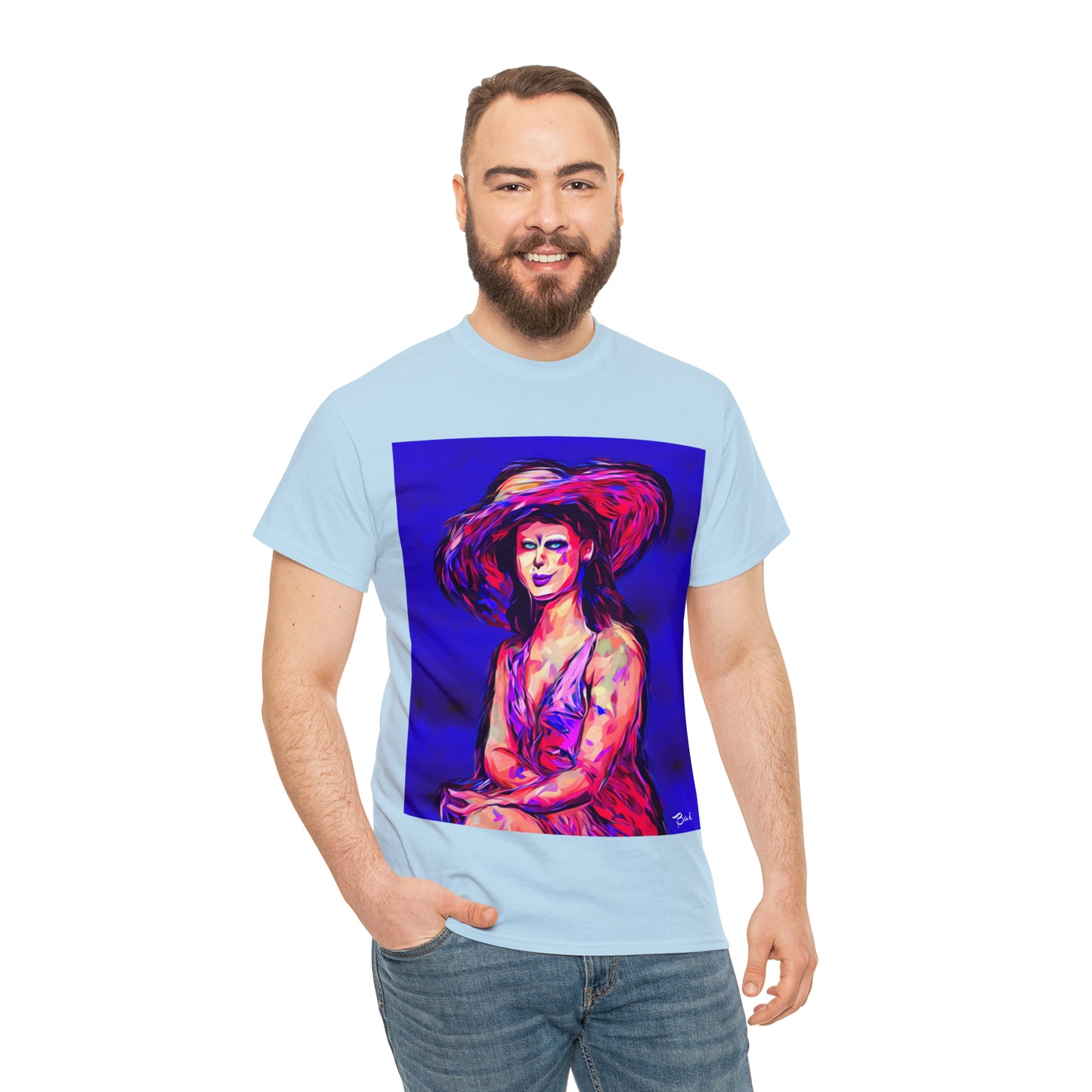 LADY IN SUN HAT - Airt on a Shirt  - Unisex Heavy Cotton Tee - AUS