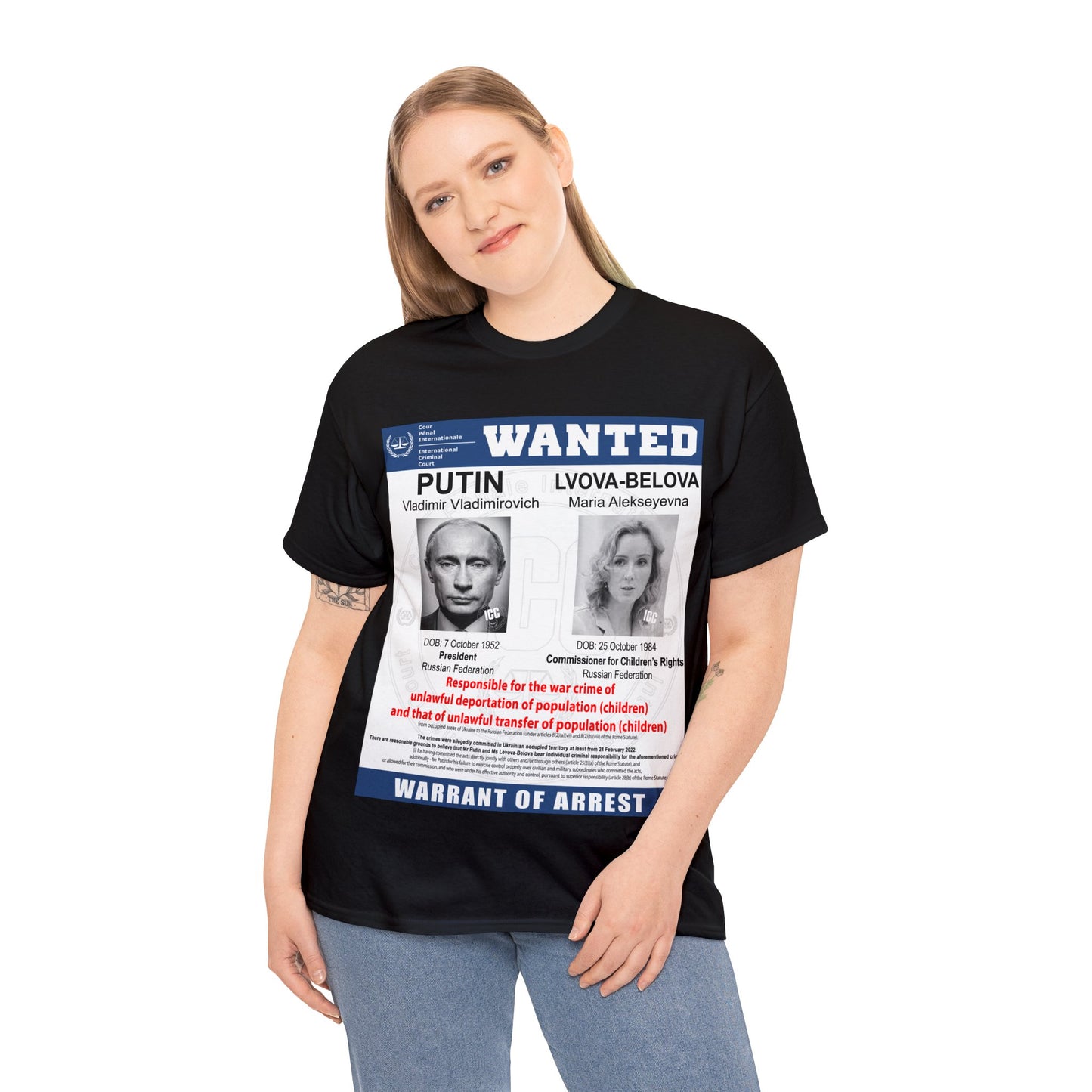 Justice for Ukraine's Children: Wanted War Criminals T-Shirt - Unisex T-Shirt