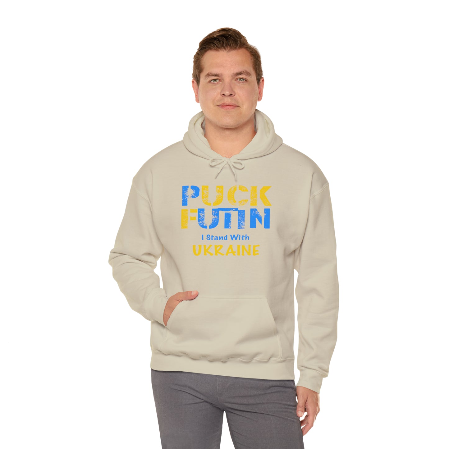 "P*** FUTI*" I Stand With UKRAINE - Unisex Heavy Blend™ Hooded Sweatshirt