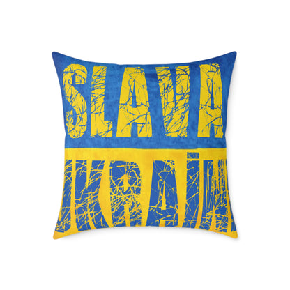 SLAVA UKRAINI & TRIDENT FLAG - Spun Polyester Pillow
