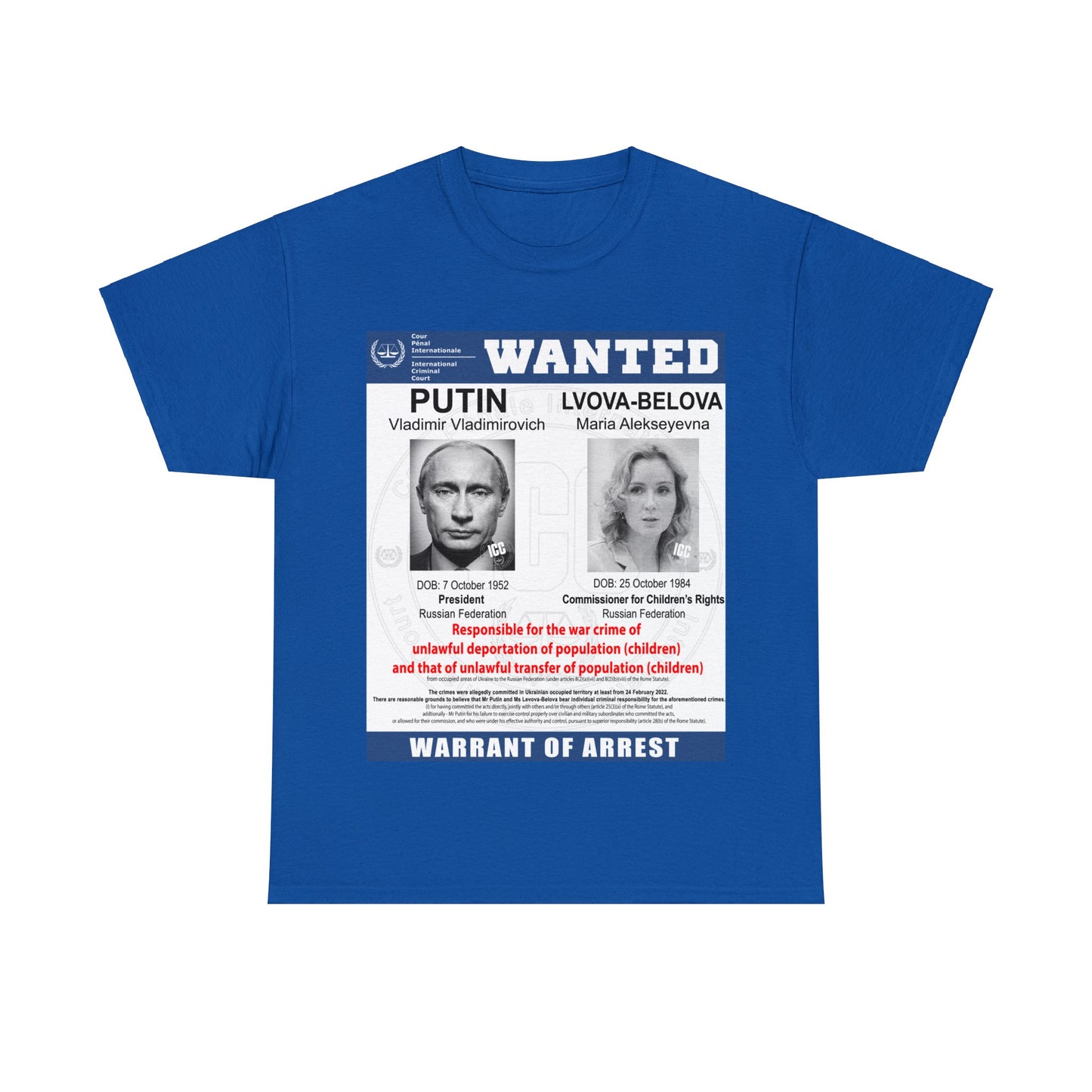 Justice for Ukraine's Children: Wanted War Criminals T-Shirt - Unisex T-Shirt
