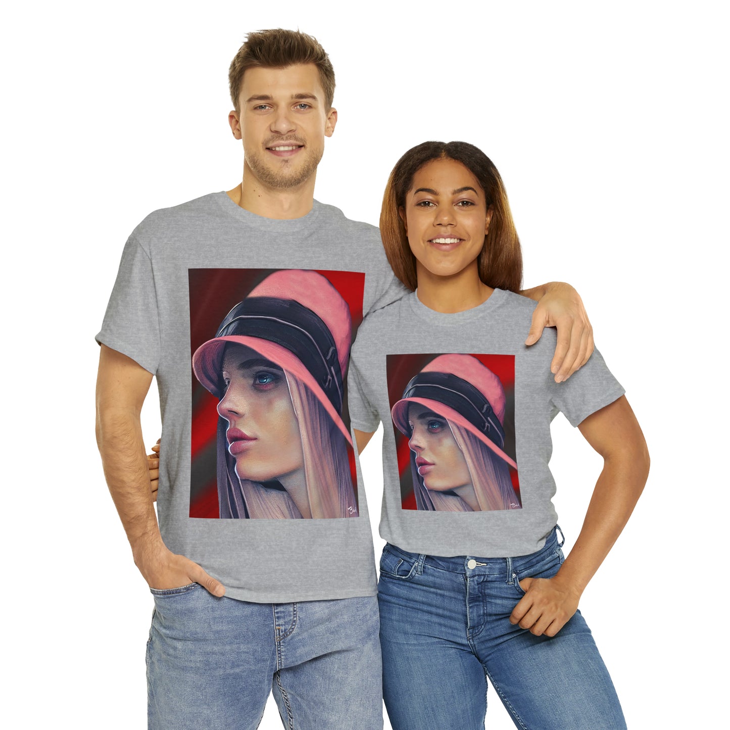 LADY IN PINK HAT - Airt on a Shirt - Unisex Heavy Cotton Tee - AUS