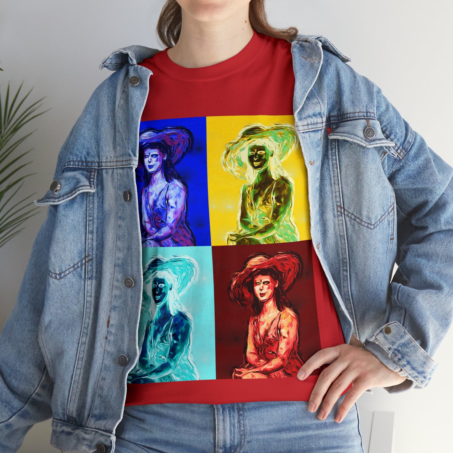 LADY IN SUN HAT (a Warhol Interpretation) - Airt on a Shirt - Unisex Heavy Cotton Tee - AUS