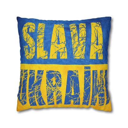 SLAVA UKRAINI & TRIDENT FLAG - Spun Polyester Pillowcase