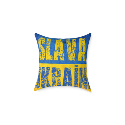 SLAVA UKRAINI & TRIDENT FLAG - Spun Polyester Pillow