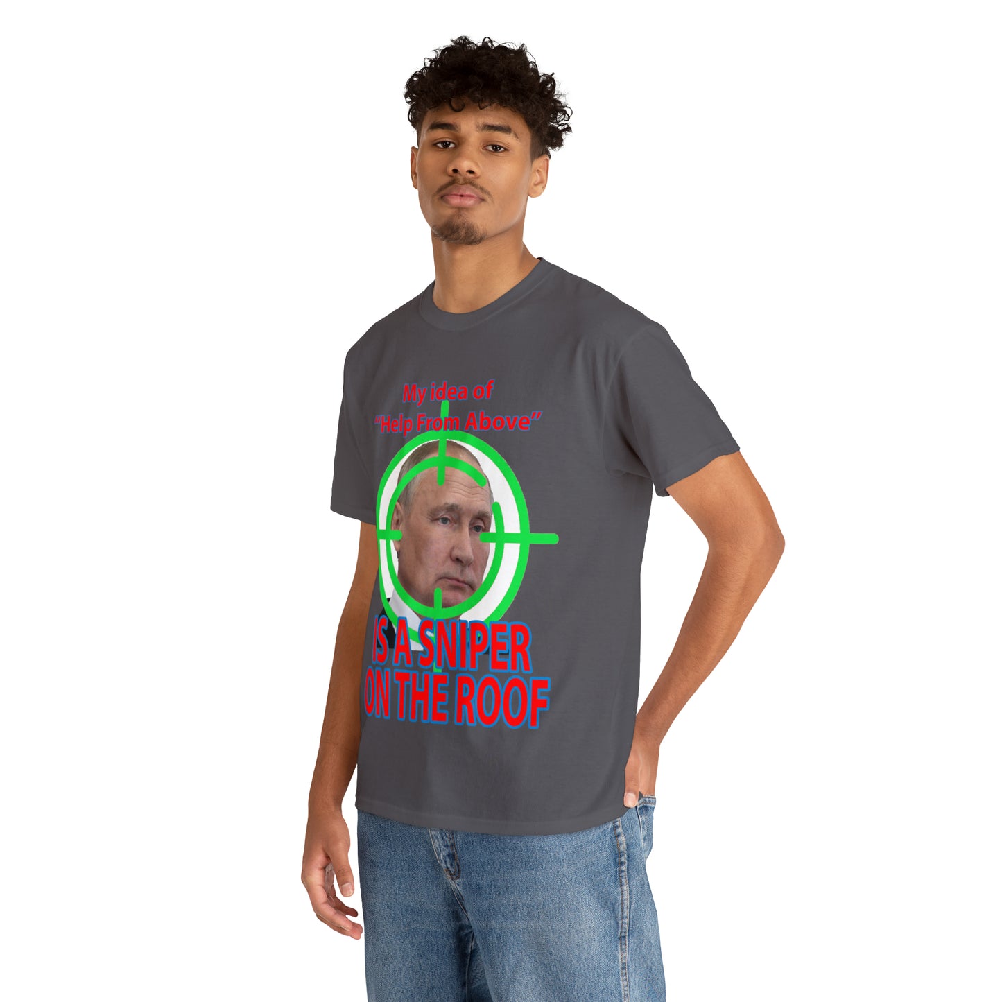 Help from Above SNIPER ON THE ROOF - Funny Unisex Heavy Cotton Tee - AUS