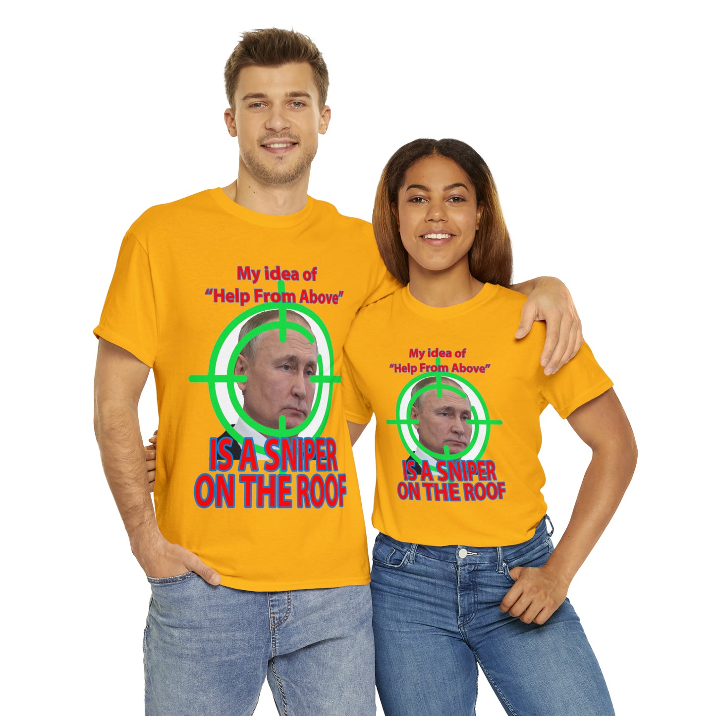 Help from Above SNIPER ON THE ROOF - Funny Unisex Heavy Cotton Tee - AUS