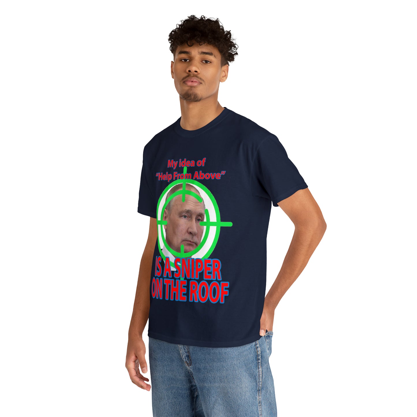 Help from Above SNIPER ON THE ROOF - Funny Unisex Heavy Cotton Tee - AUS
