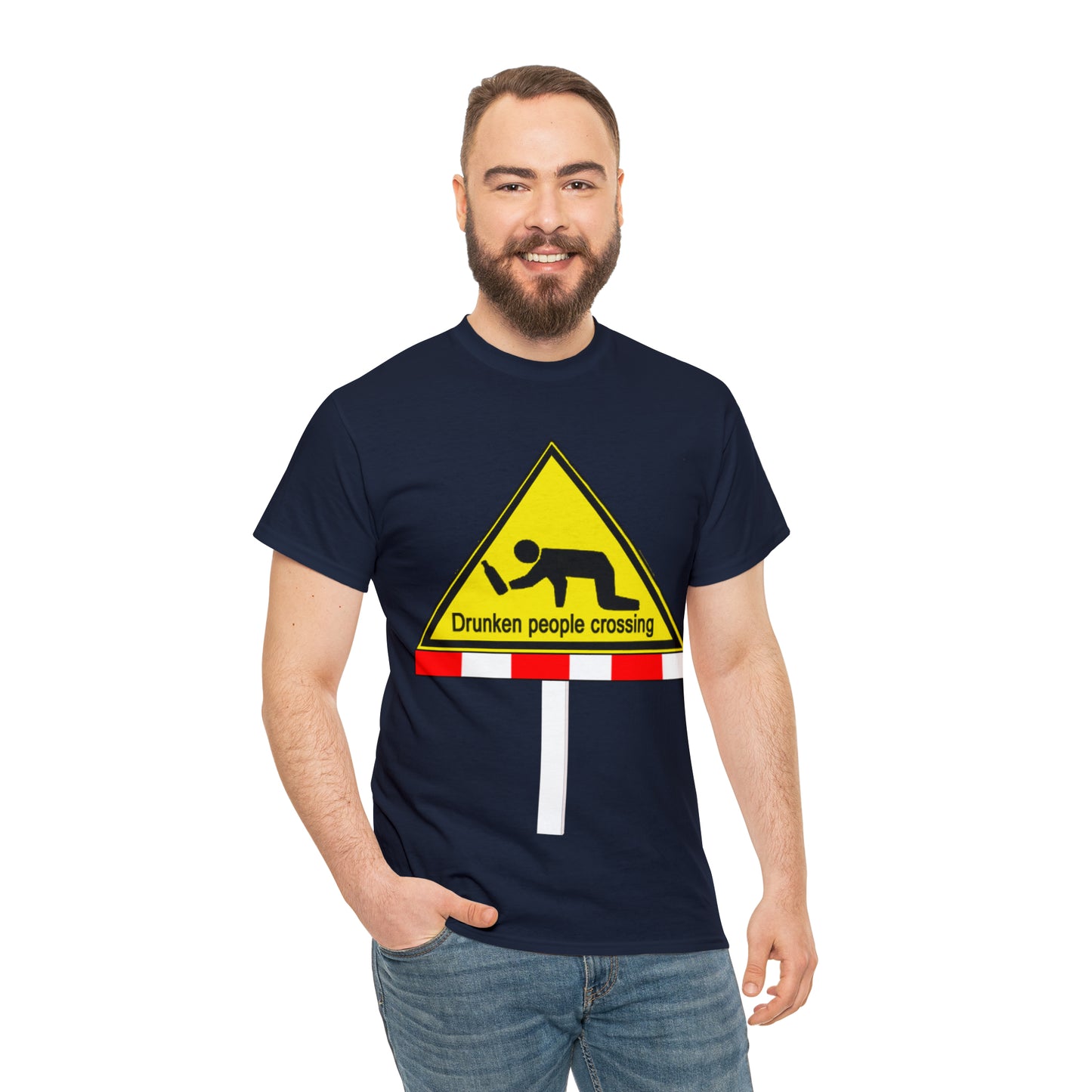 DRU**** PEOPLE CROSSING FUNNY SIGN T-SHIRT - Unisex Heavy Cotton Tee - AUS