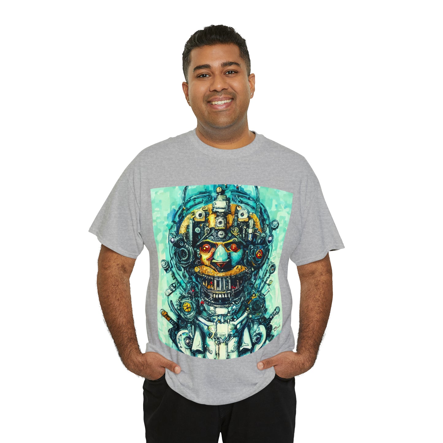 CYBERPUNK STEAMPUNK AUTON - Airt on a Shirt  - Unisex Heavy Cotton Tee - AUS