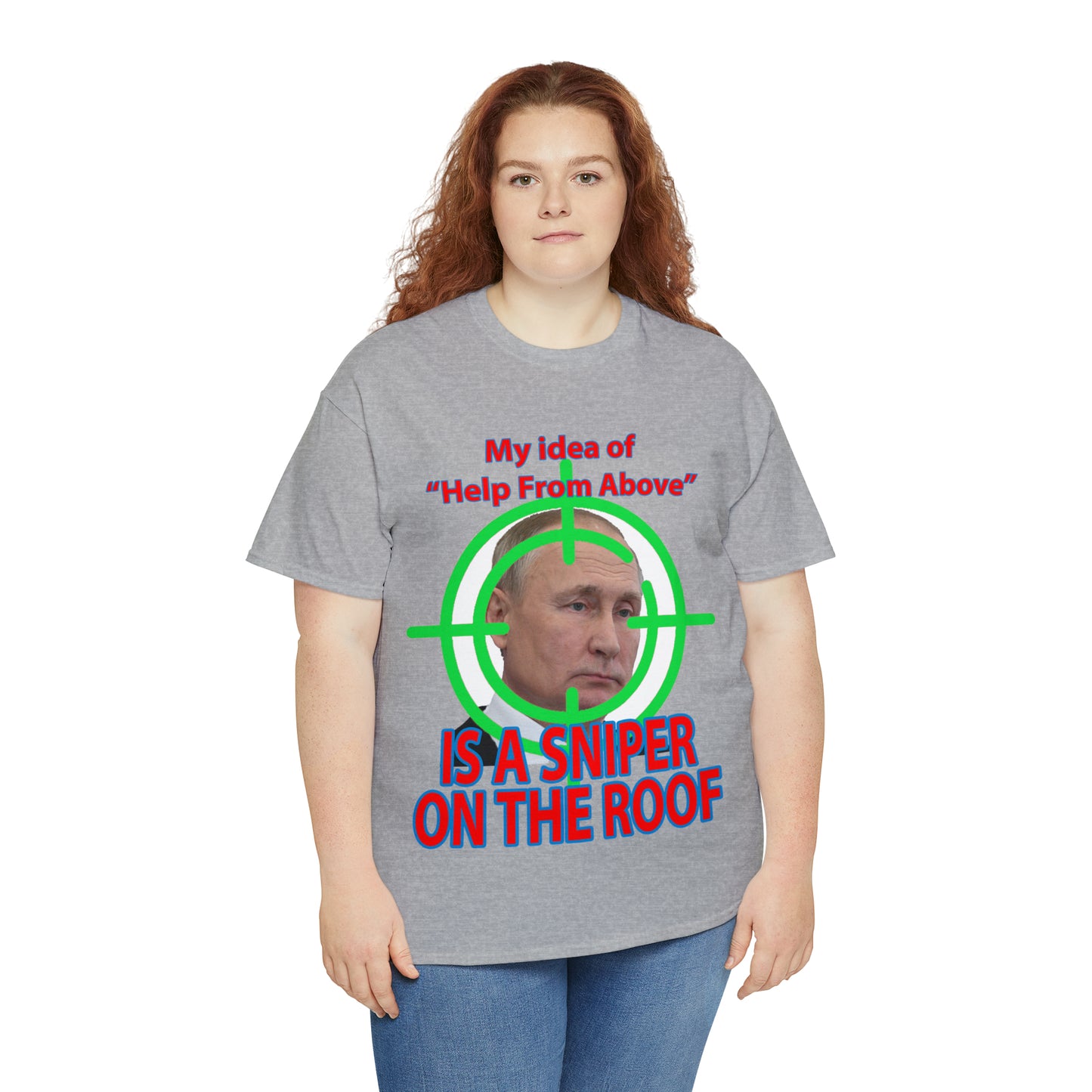 Help from Above SNIPER ON THE ROOF - Funny Unisex Heavy Cotton Tee - AUS