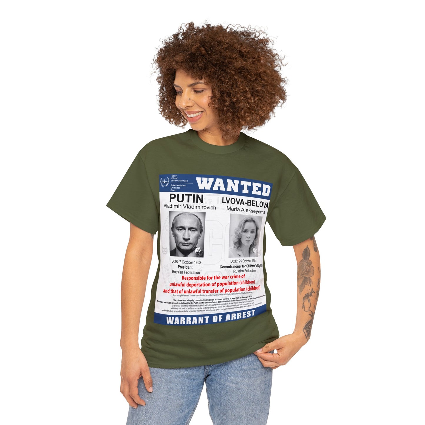 Justice for Ukraine's Children: Wanted War Criminals T-Shirt - Unisex T-Shirt