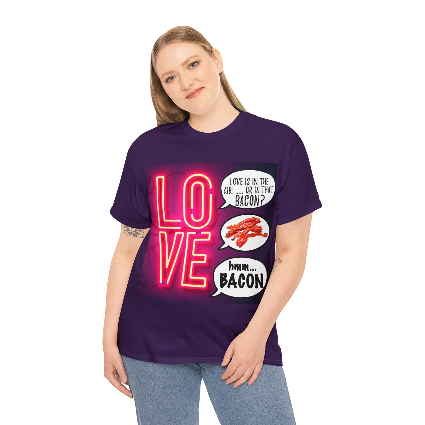 LOVE in in the AIR... or is that BACON? - Unisex Heavy Cotton Tee