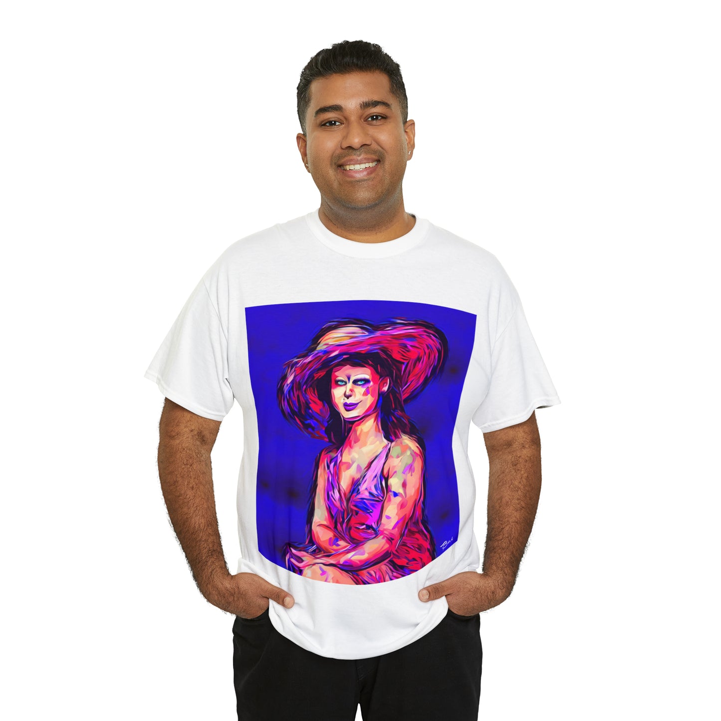 LADY IN SUN HAT - Airt on a Shirt  - Unisex Heavy Cotton Tee - AUS