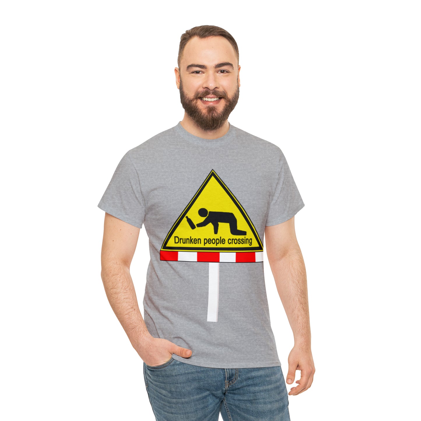 DRU**** PEOPLE CROSSING FUNNY SIGN T-SHIRT - Unisex Heavy Cotton Tee - AUS