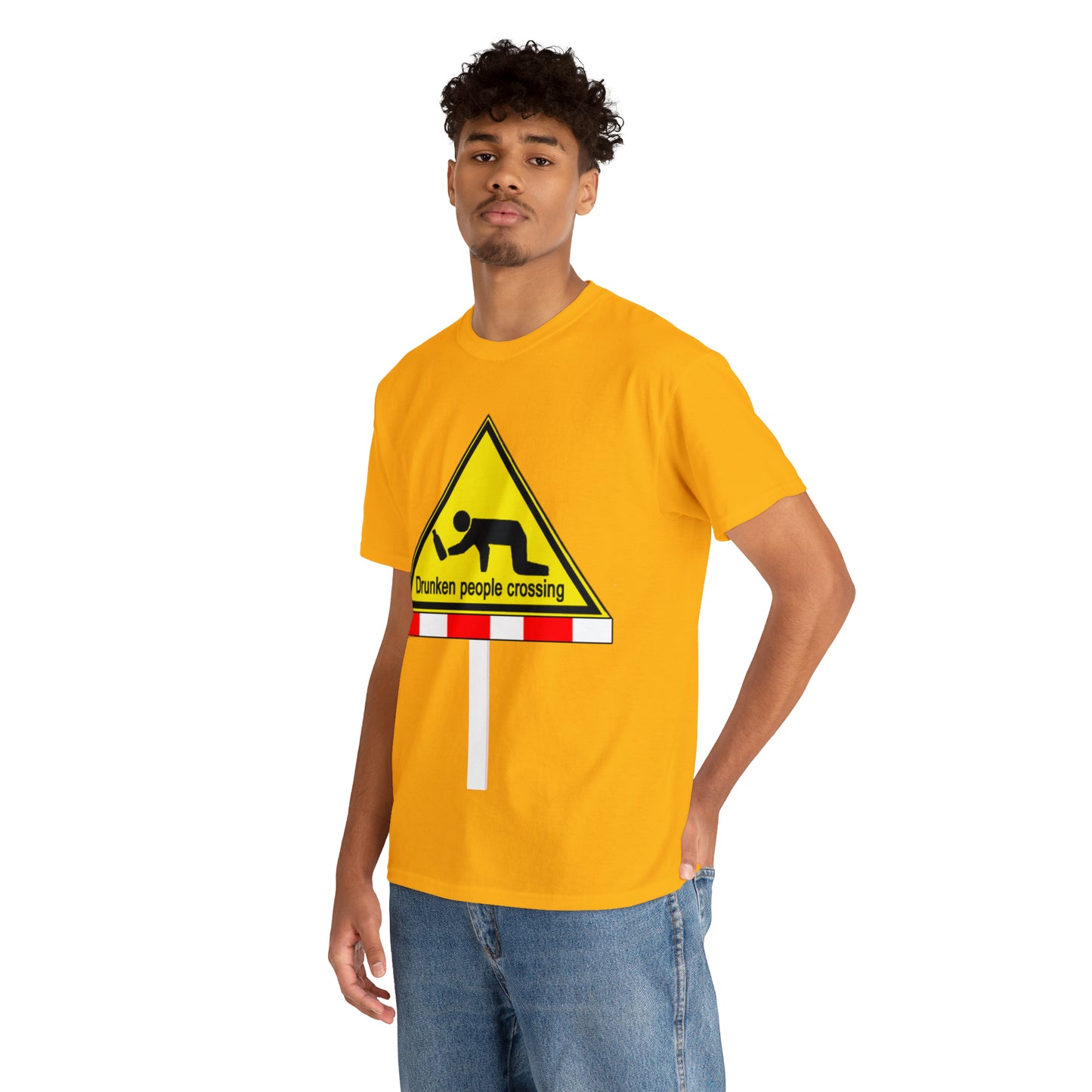 DRU**** PEOPLE CROSSING FUNNY SIGN T-SHIRT - Unisex Heavy Cotton Tee - AUS