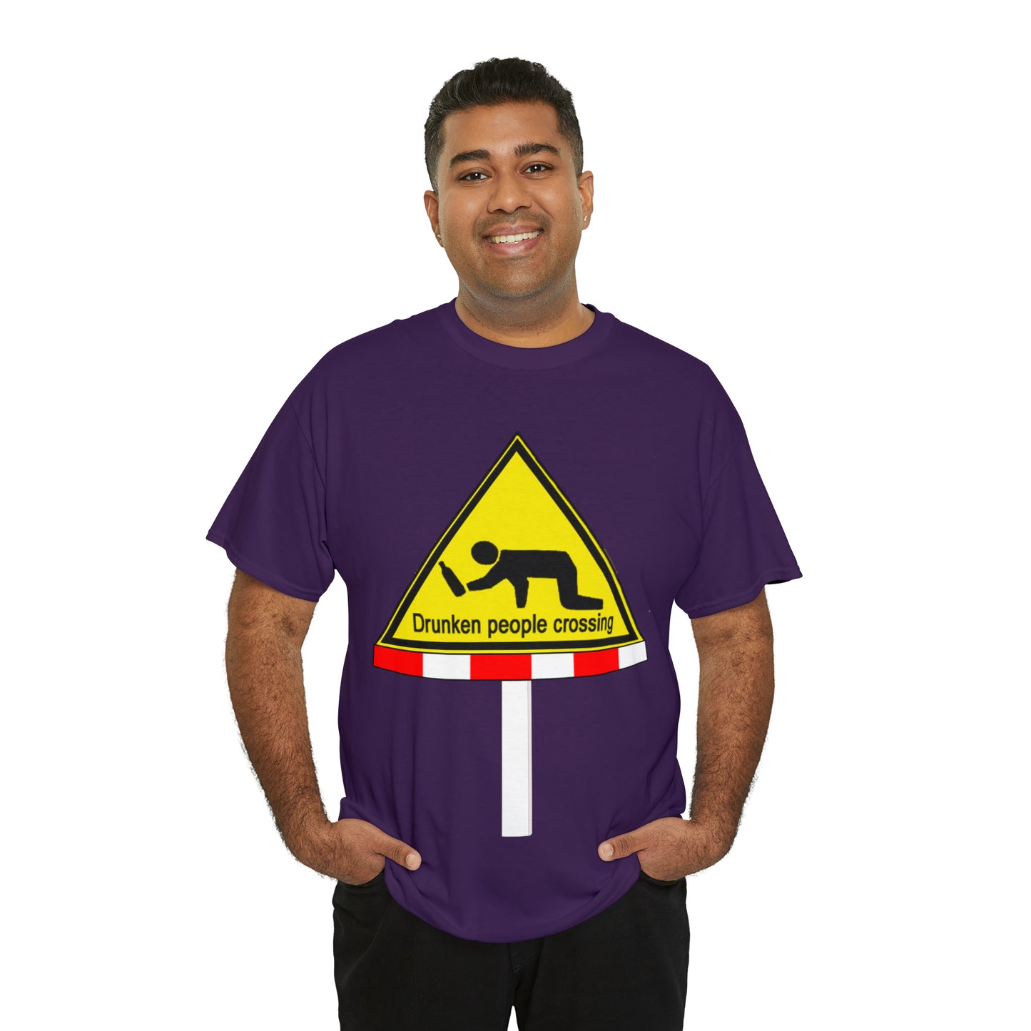 DRU**** PEOPLE CROSSING FUNNY SIGN T-SHIRT - Unisex Heavy Cotton Tee - AUS