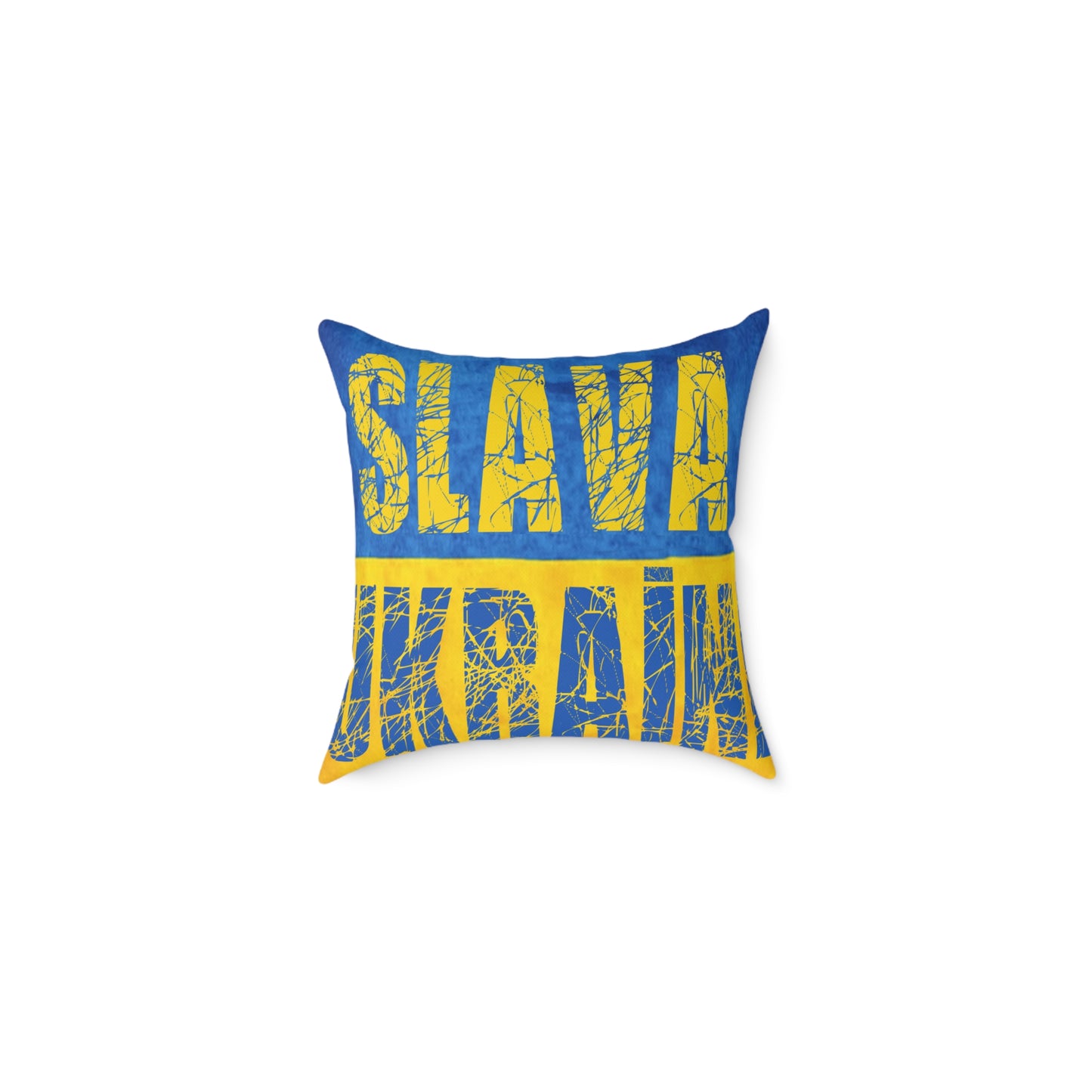 SLAVA UKRAINI & TRIDENT FLAG - Spun Polyester Pillow