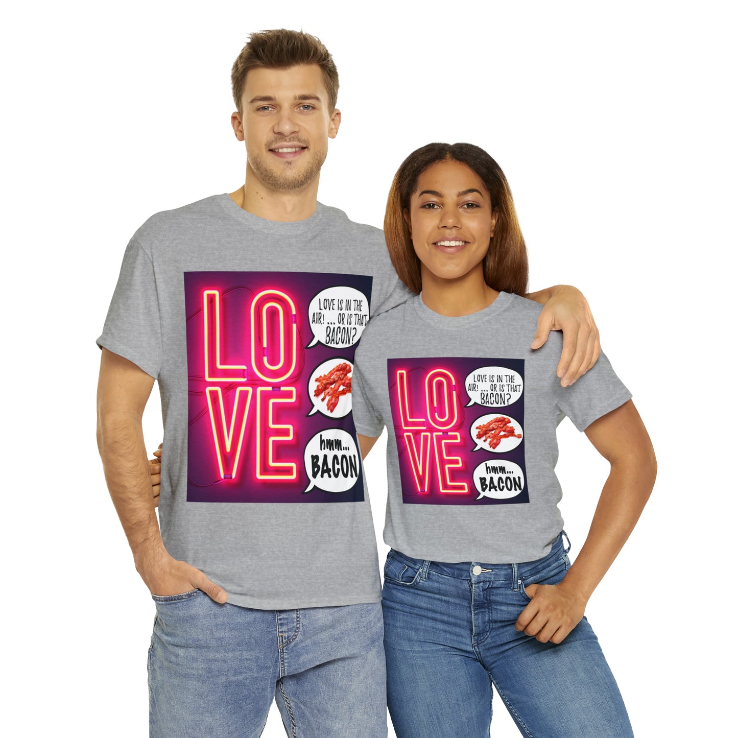 LOVE in in the AIR... or is that BACON? - Unisex Heavy Cotton Tee