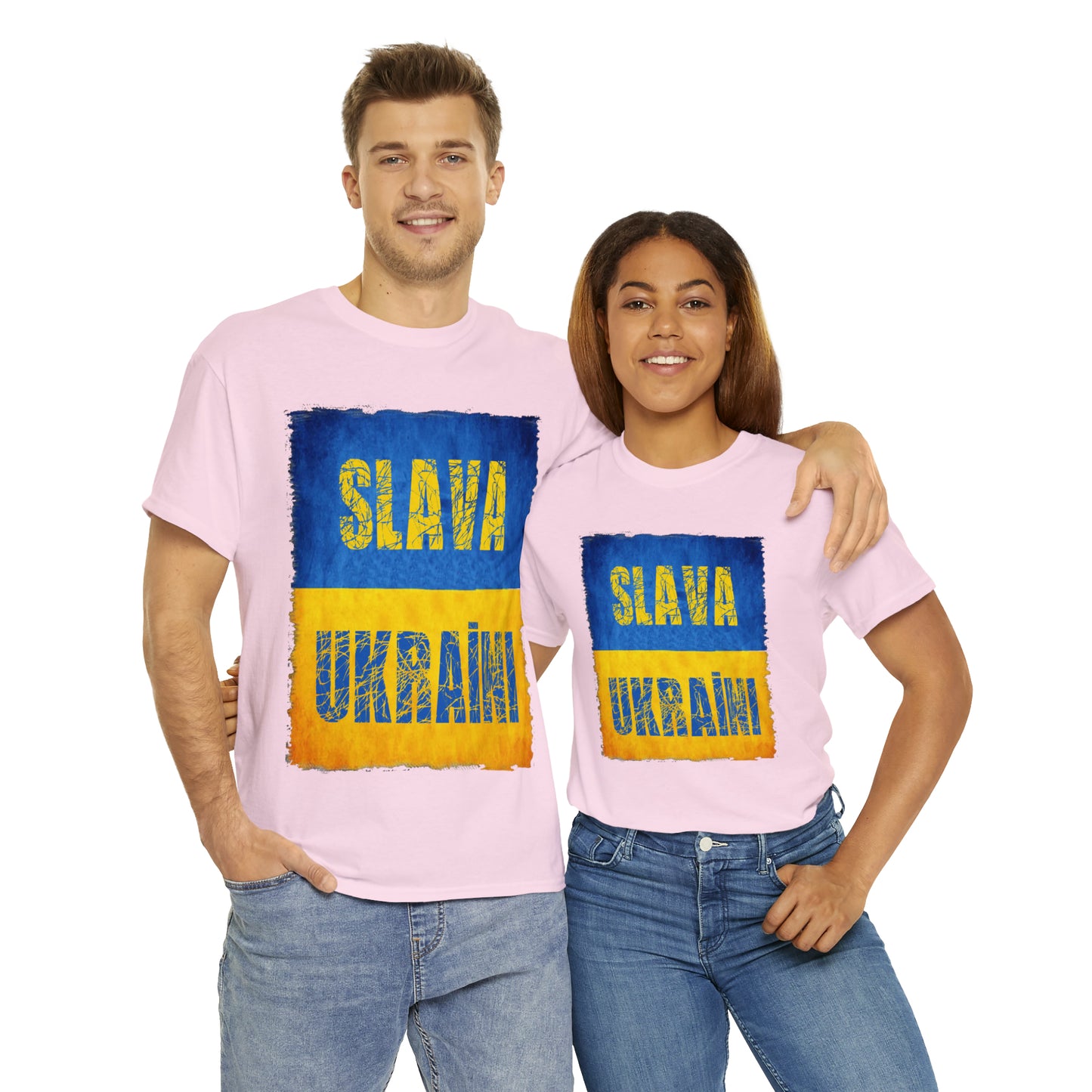 "SLAVA UKRAINI" FLAG - Unisex Heavy Cotton Tee