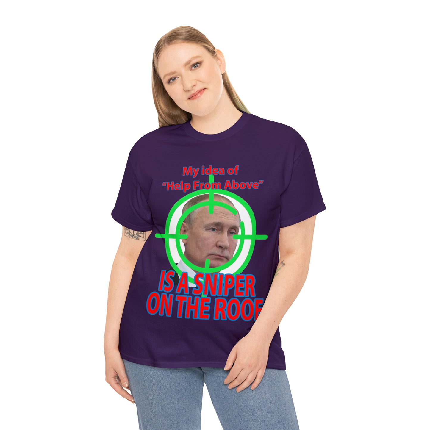 Help from Above SNIPER ON THE ROOF - Funny Unisex Heavy Cotton Tee - AUS