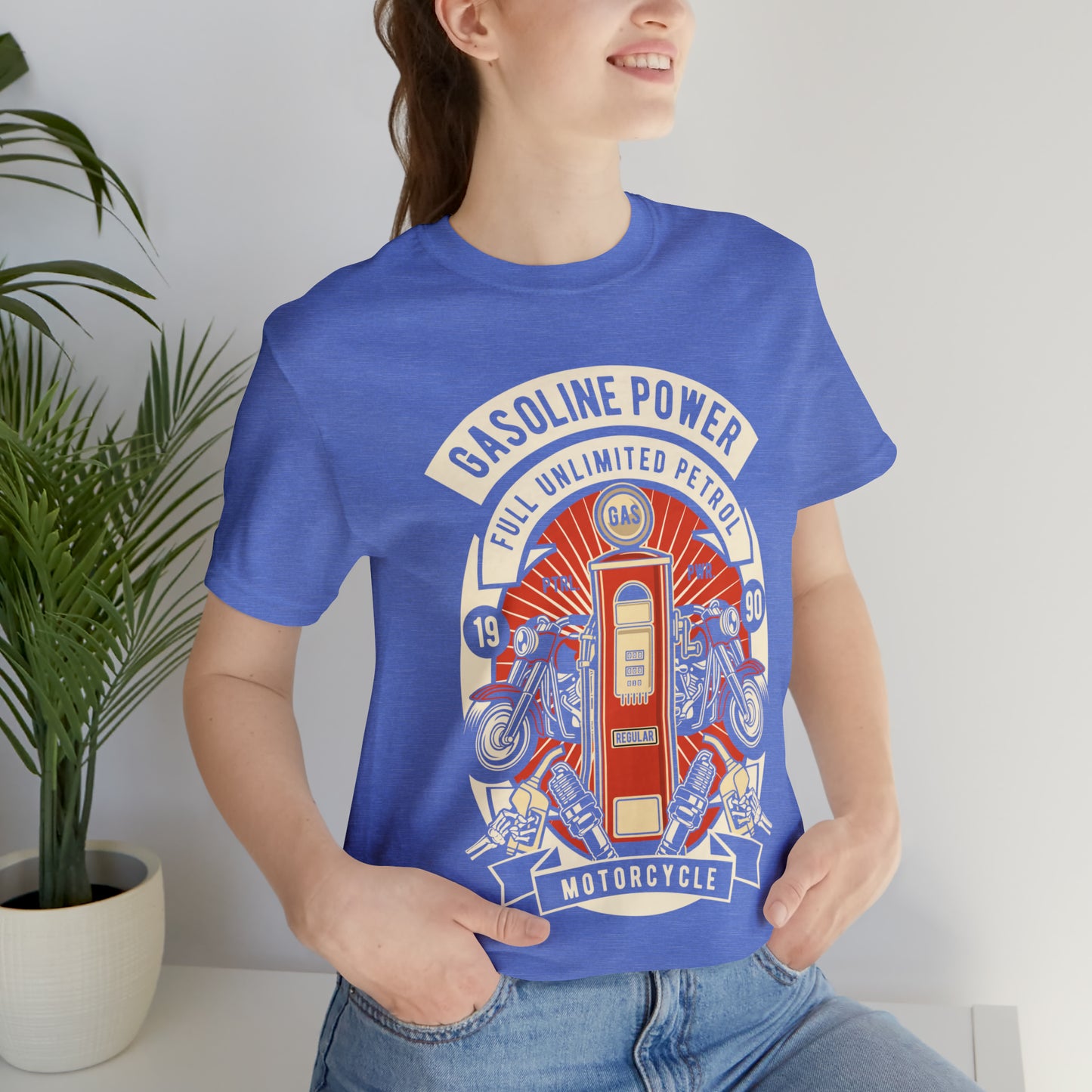 GASOLINE POWER Motorcycle - Unisex Jersey Short Sleeve Tee