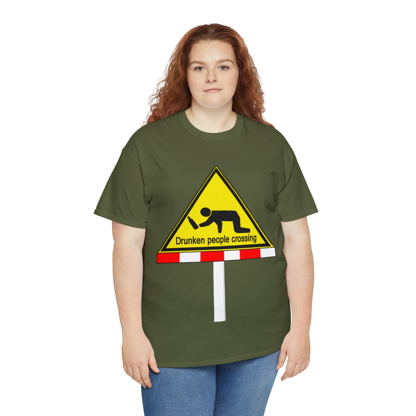 DRU**** PEOPLE CROSSING FUNNY SIGN T-SHIRT - Unisex Heavy Cotton Tee - AUS