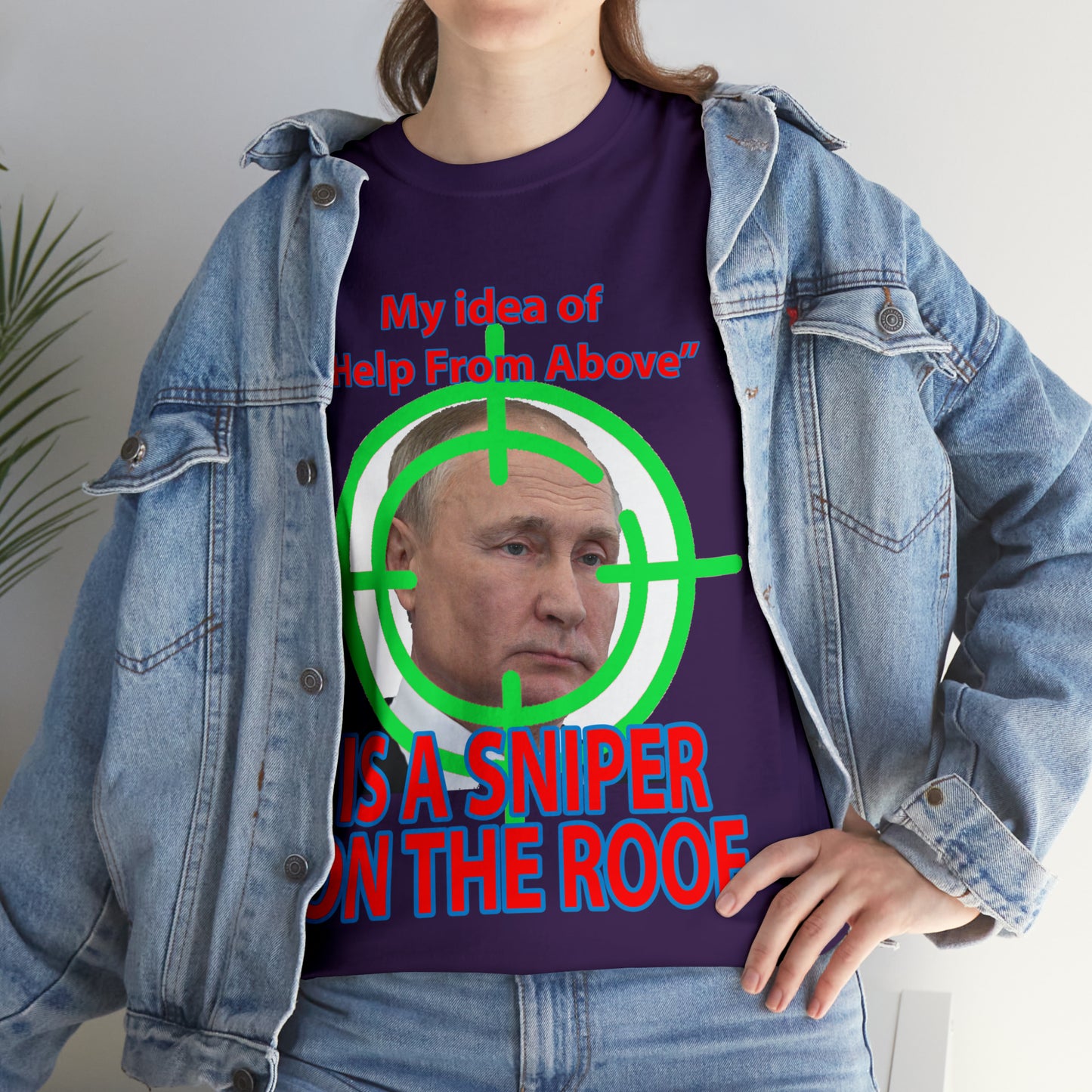 Help from Above SNIPER ON THE ROOF - Funny Unisex Heavy Cotton Tee - AUS
