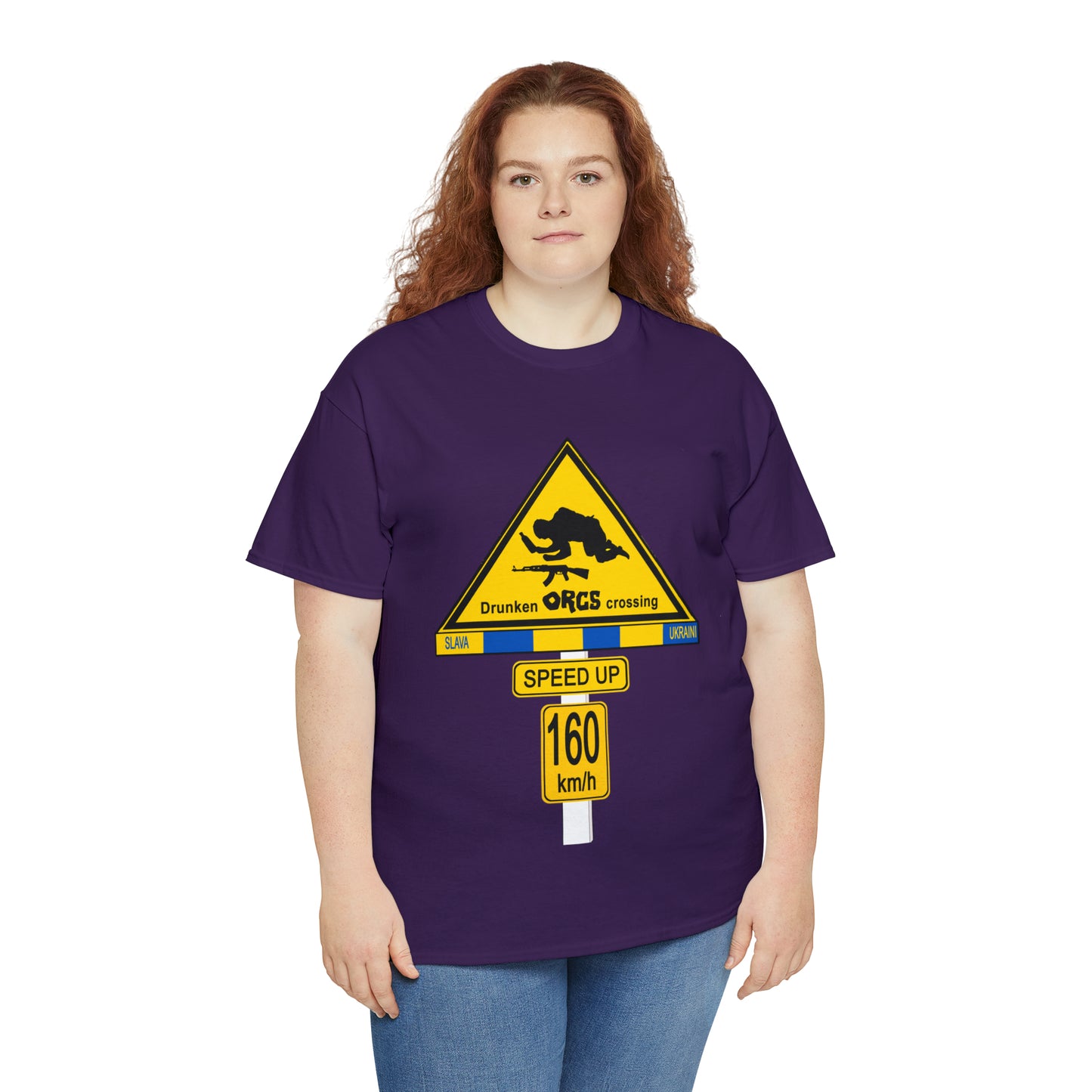 DRU**** ORCS CROSSING UKRAINE SUPPORTER T-SHIRT - Unisex Heavy Cotton Tee - AUS