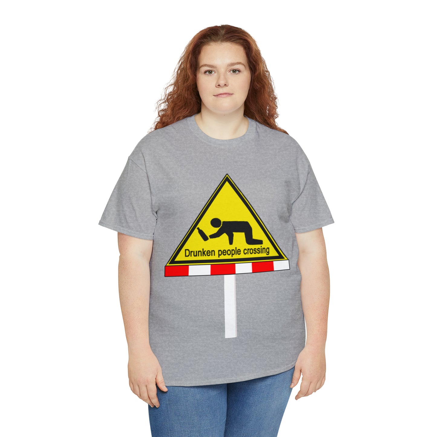 DRU**** PEOPLE CROSSING FUNNY SIGN T-SHIRT - Unisex Heavy Cotton Tee - AUS