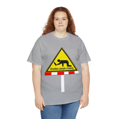 DRU**** PEOPLE CROSSING FUNNY SIGN T-SHIRT - Unisex Heavy Cotton Tee - AUS