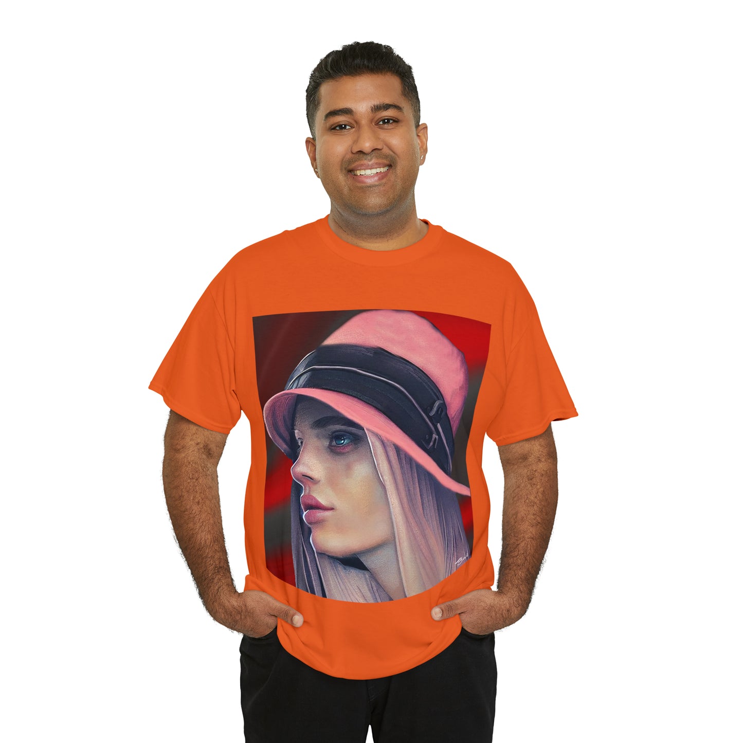 LADY IN PINK HAT - Airt on a Shirt  - Unisex Heavy Cotton Tee - AUS