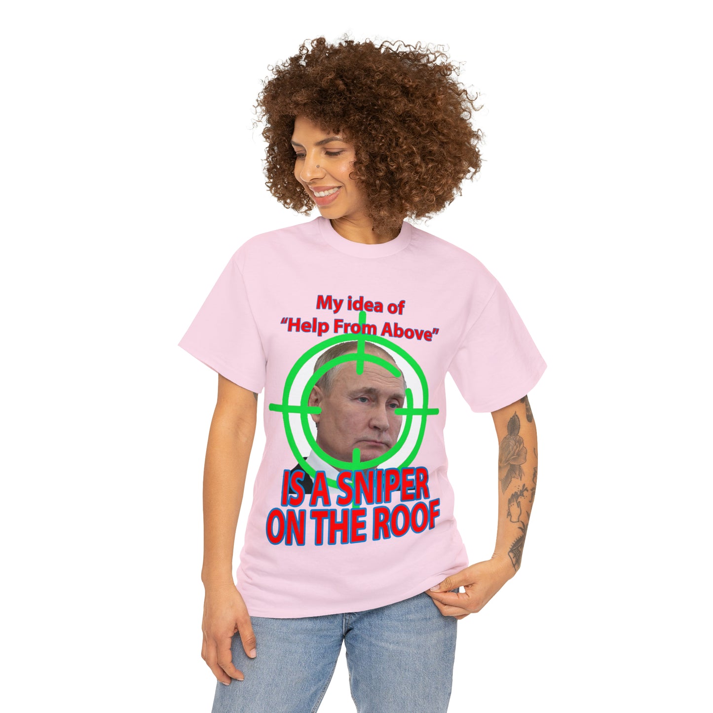 Help from Above SNIPER ON THE ROOF - Funny Unisex Heavy Cotton Tee - AUS