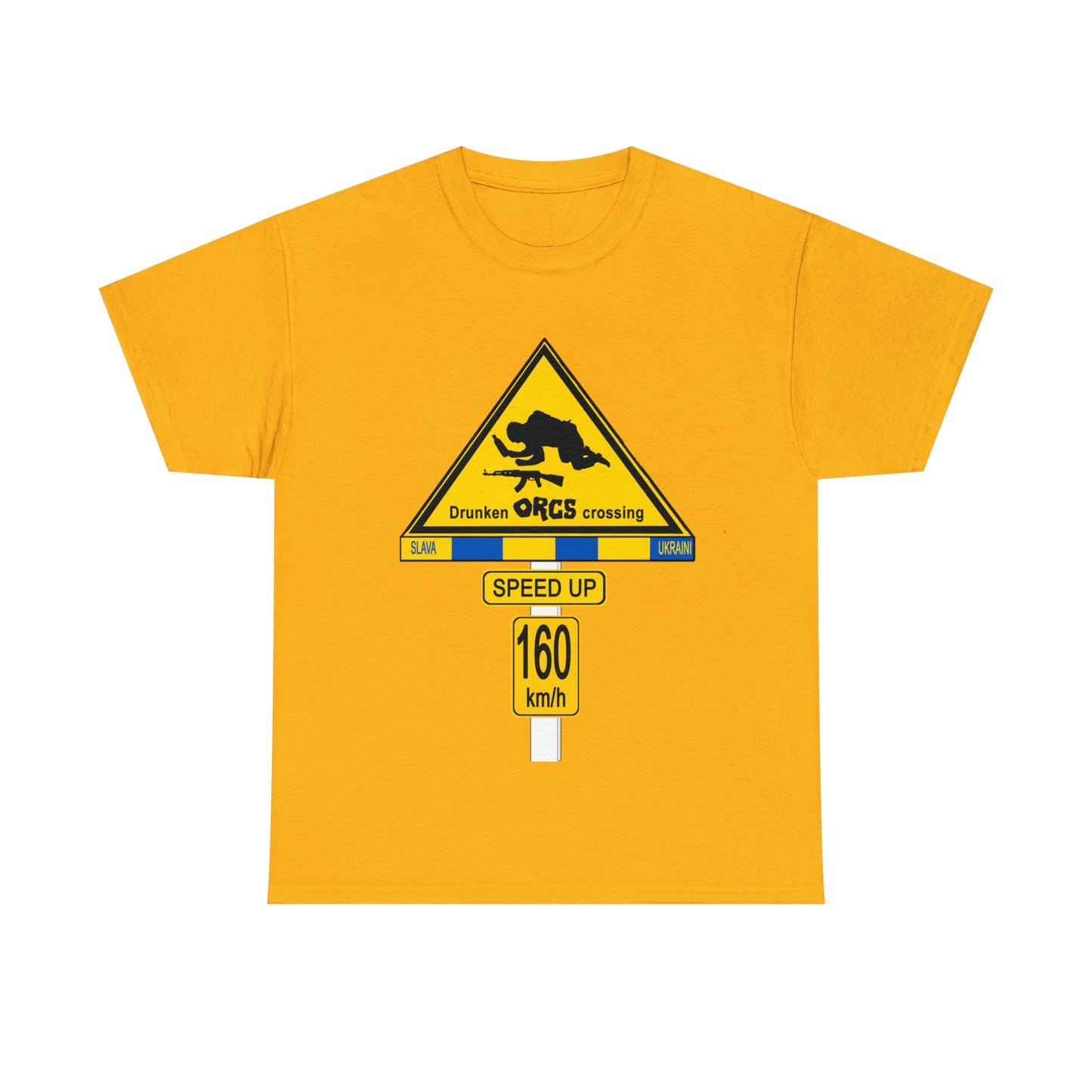 DRU**** ORCS CROSSING UKRAINE SUPPORTER T-SHIRT - Unisex Heavy Cotton Tee - AUS