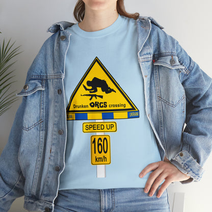 DRU**** ORCS CROSSING UKRAINE SUPPORTER T-SHIRT - Unisex Heavy Cotton Tee - AUS