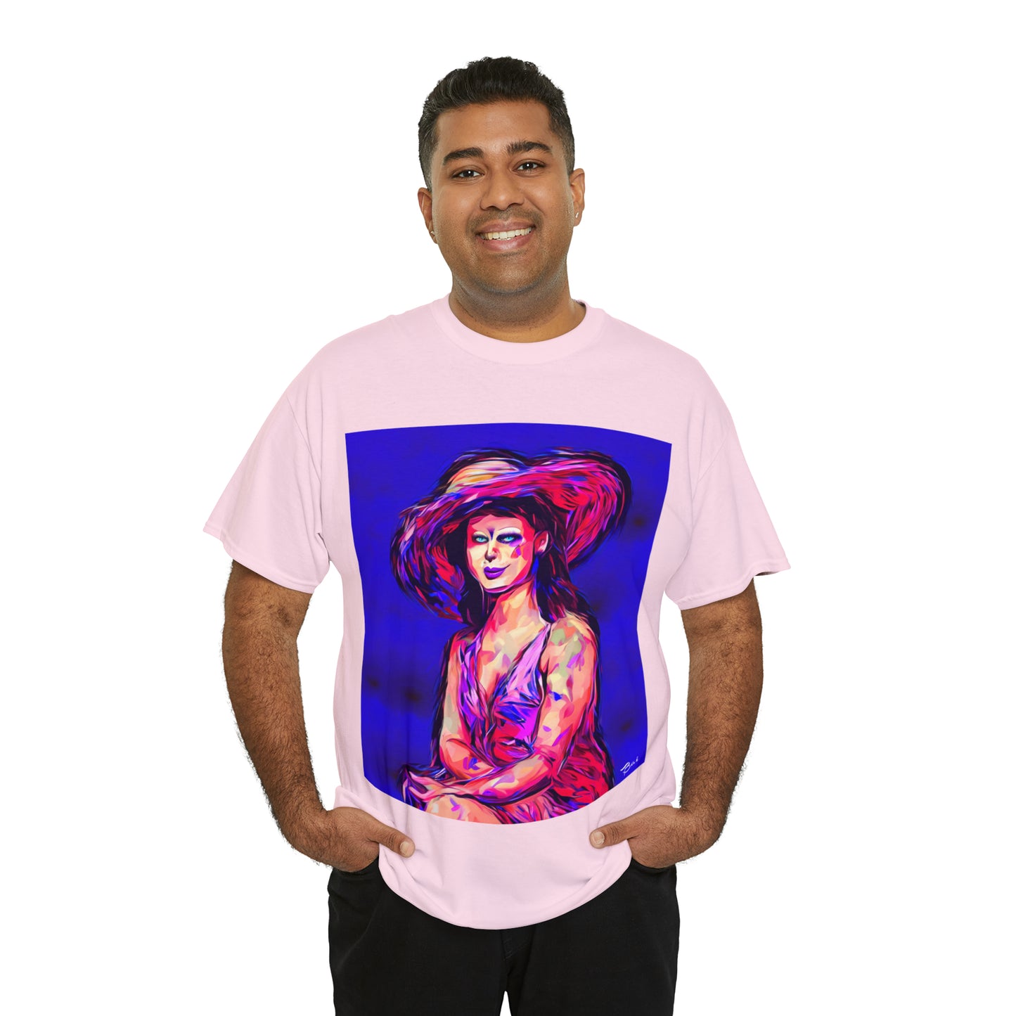 LADY IN SUN HAT - Airt on a Shirt  - Unisex Heavy Cotton Tee - AUS