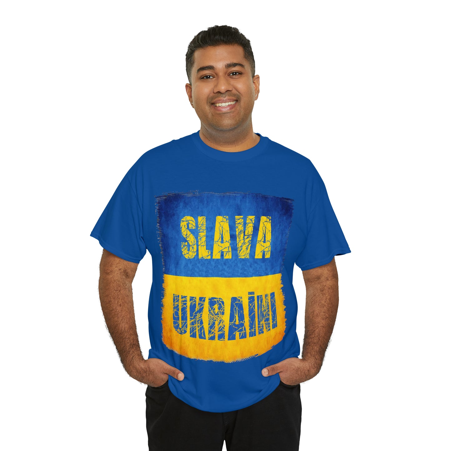 "SLAVA UKRAINI" FLAG - Unisex Heavy Cotton Tee