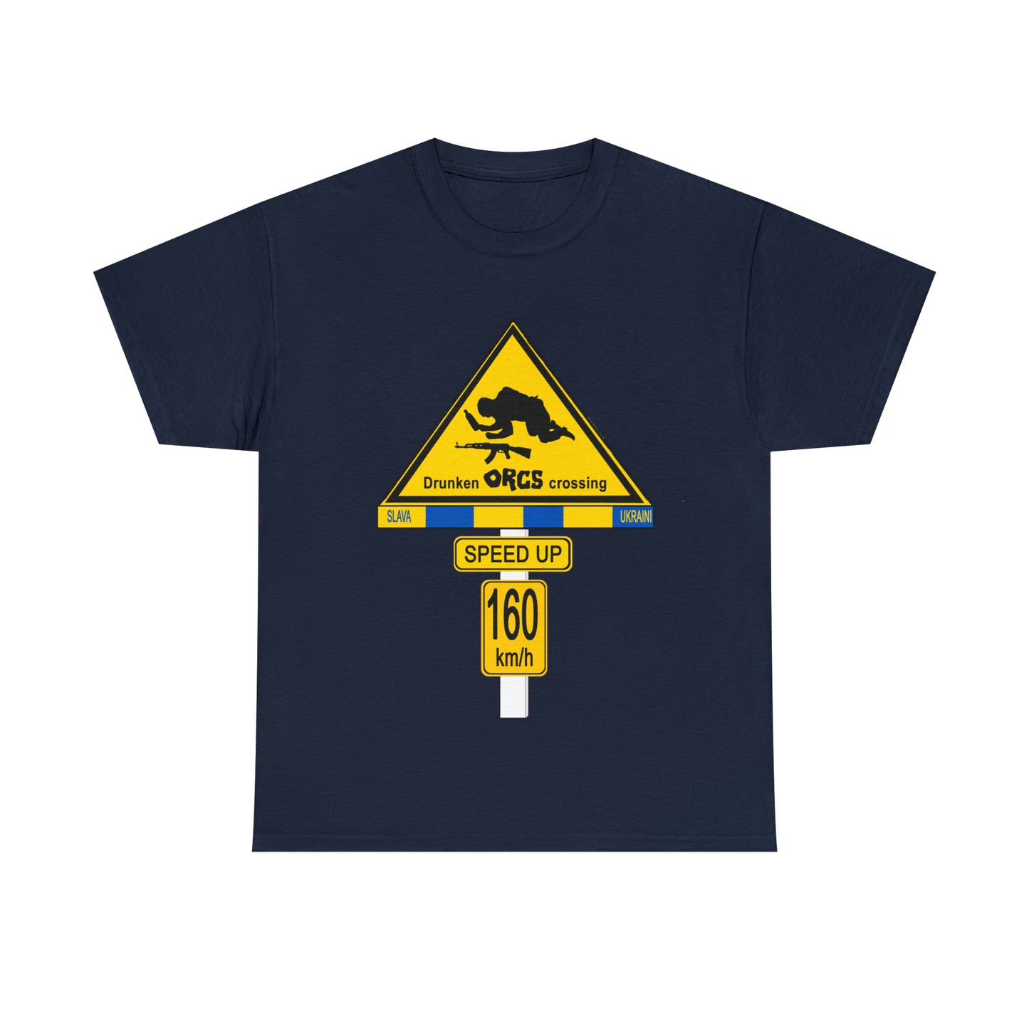 DRU**** ORCS CROSSING UKRAINE SUPPORTER T-SHIRT - Unisex Heavy Cotton Tee - AUS