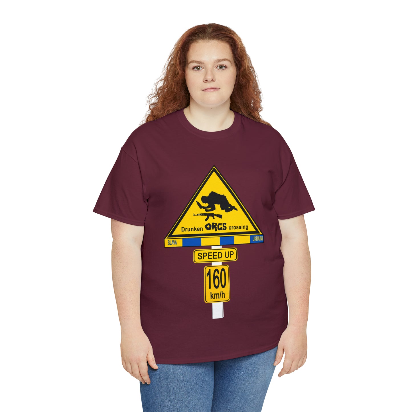 DRU**** ORCS CROSSING UKRAINE SUPPORTER T-SHIRT - Unisex Heavy Cotton Tee - AUS