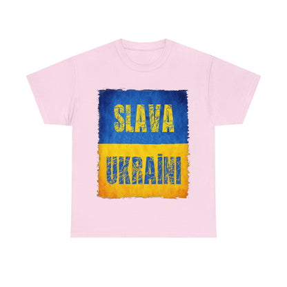 "SLAVA UKRAINI" FLAG - Unisex Heavy Cotton Tee