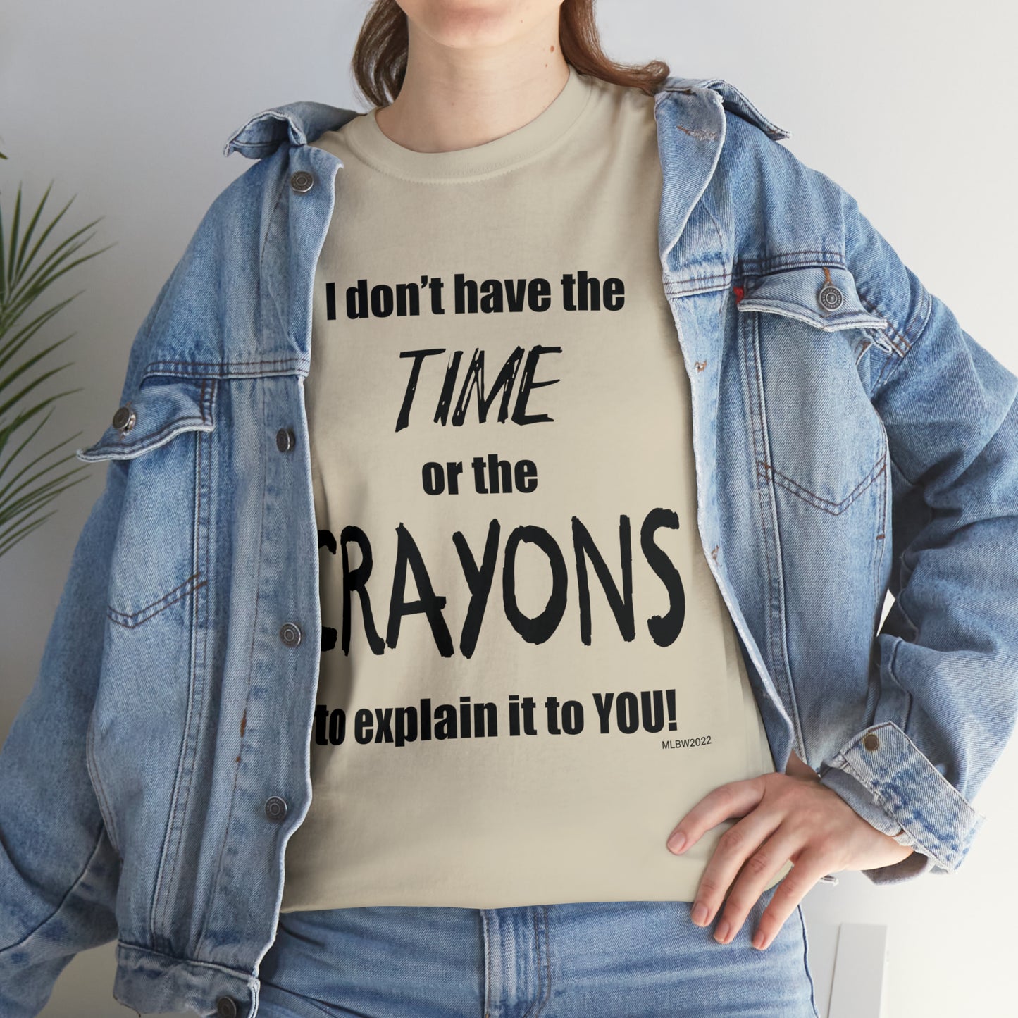 Don't have the TIME or the CRAYONS - Unisex Heavy Cotton Tee (BLACK TEXT) - USA