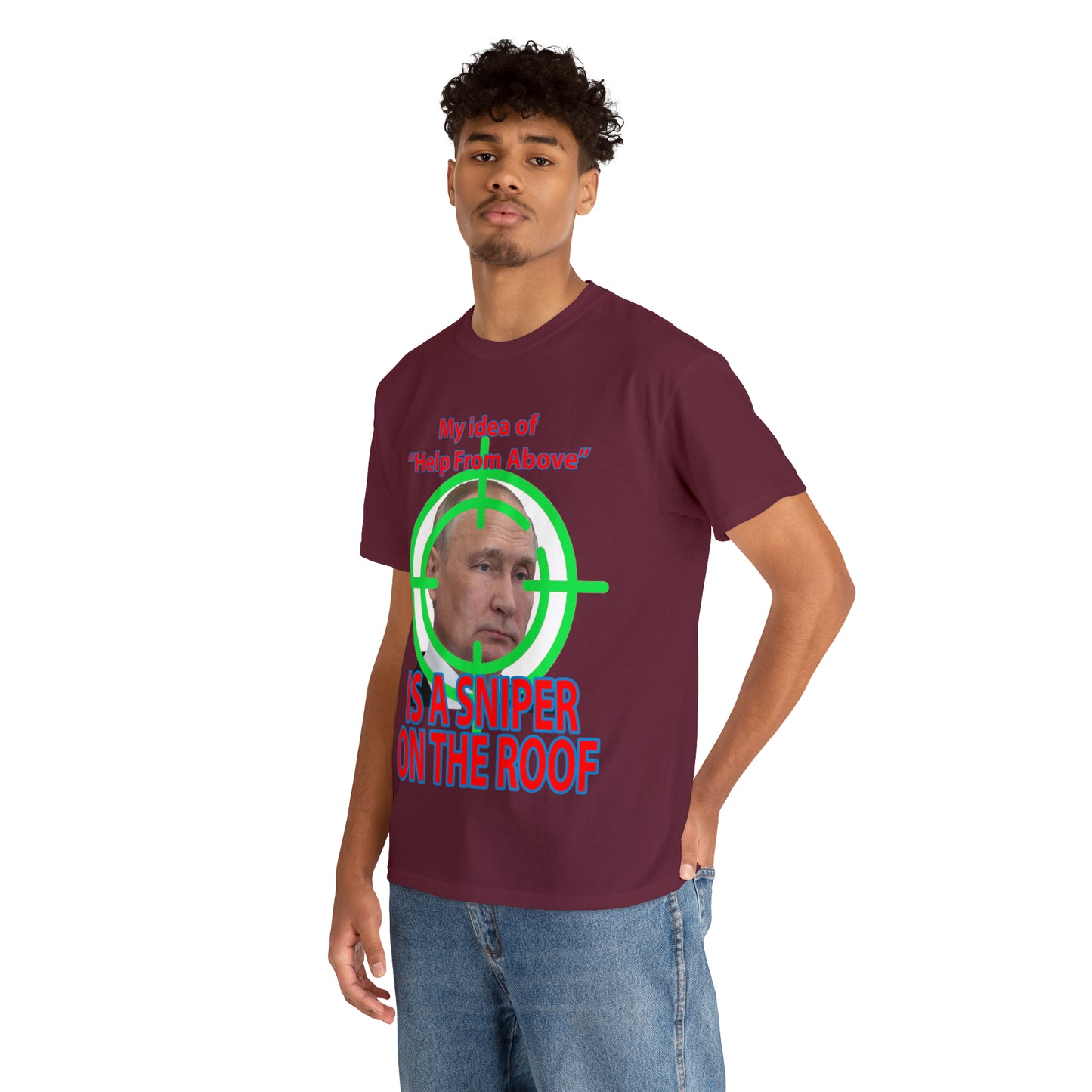 Help from Above SNIPER ON THE ROOF - Funny Unisex Heavy Cotton Tee - AUS