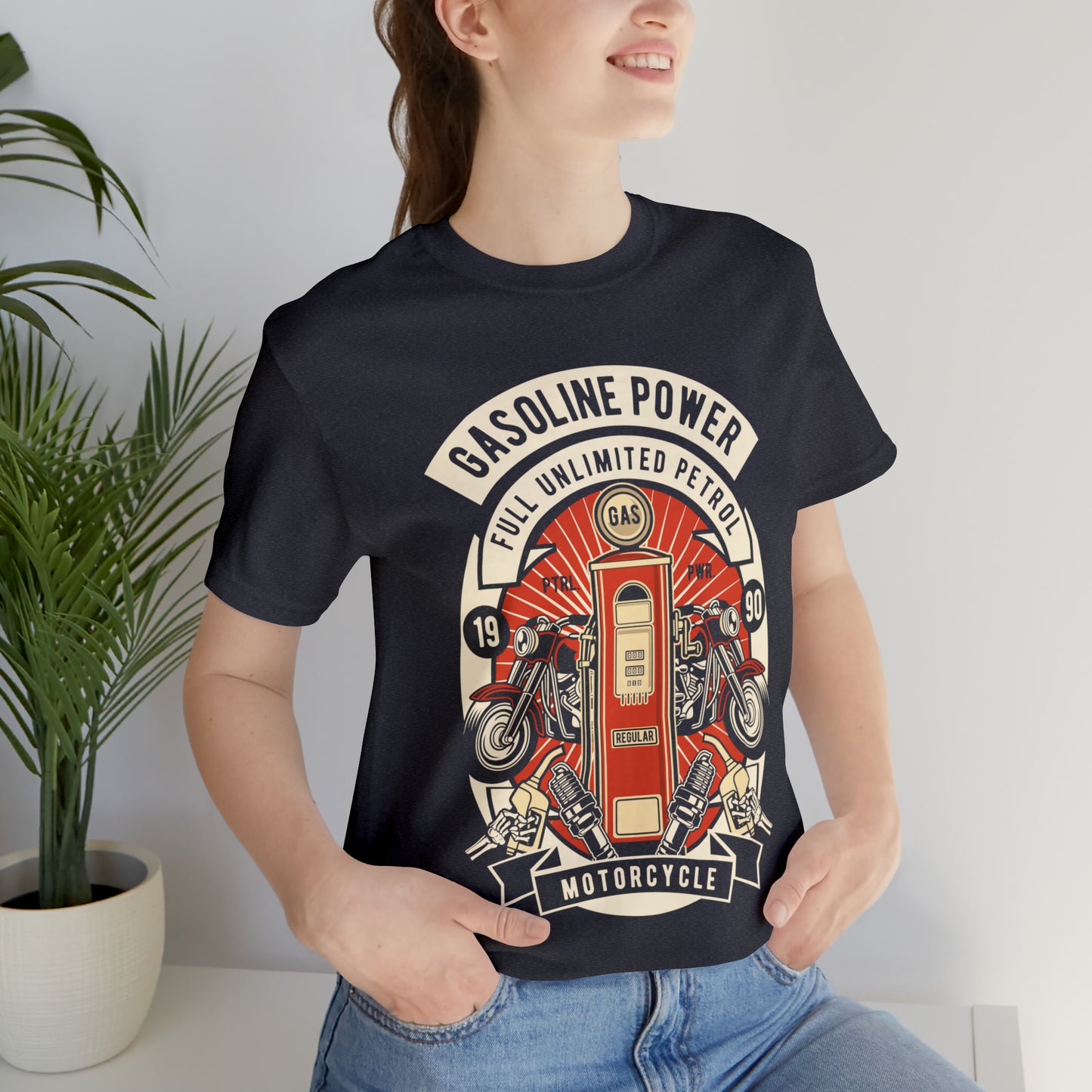 GASOLINE POWER Motorcycle - Unisex Jersey Short Sleeve Tee