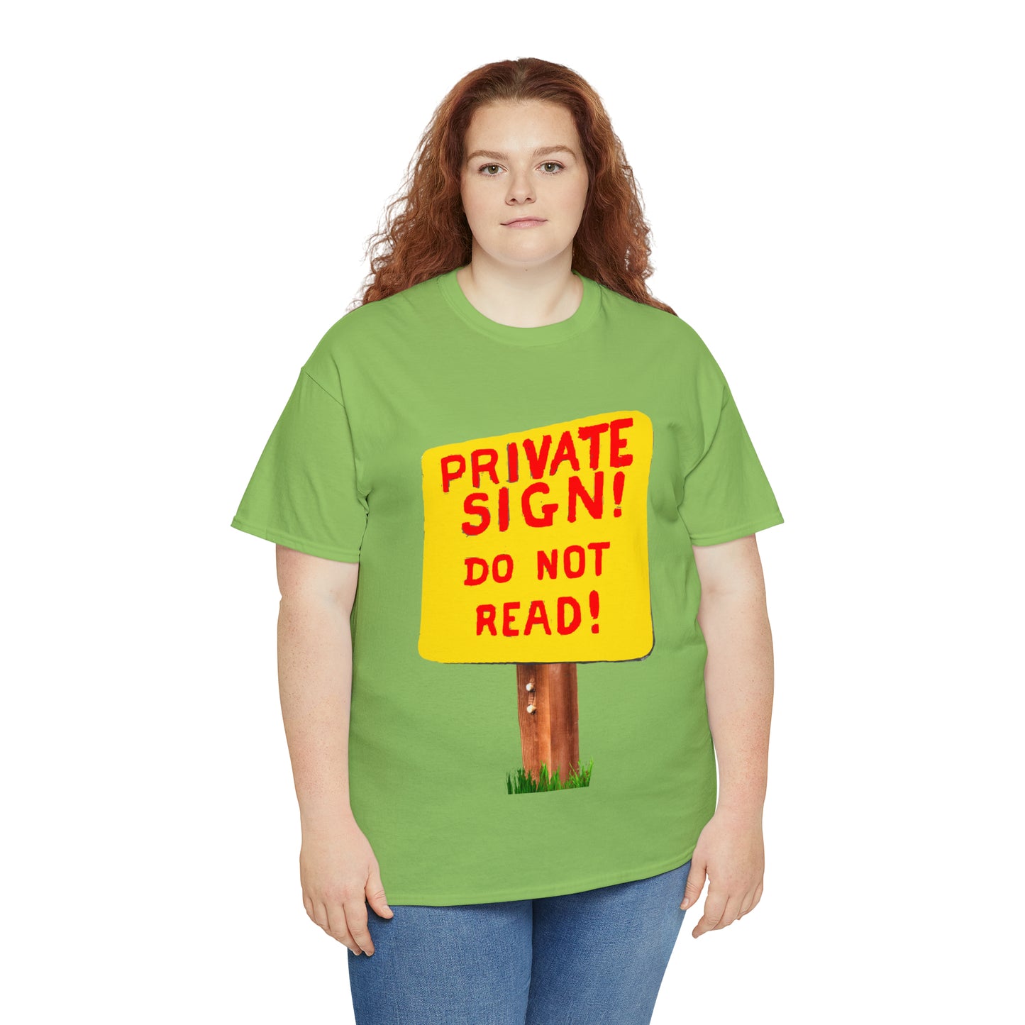 PRIVATE SIGN! DO NOT READ! Silly Sign - Unisex Heavy Cotton Tee - AUS
