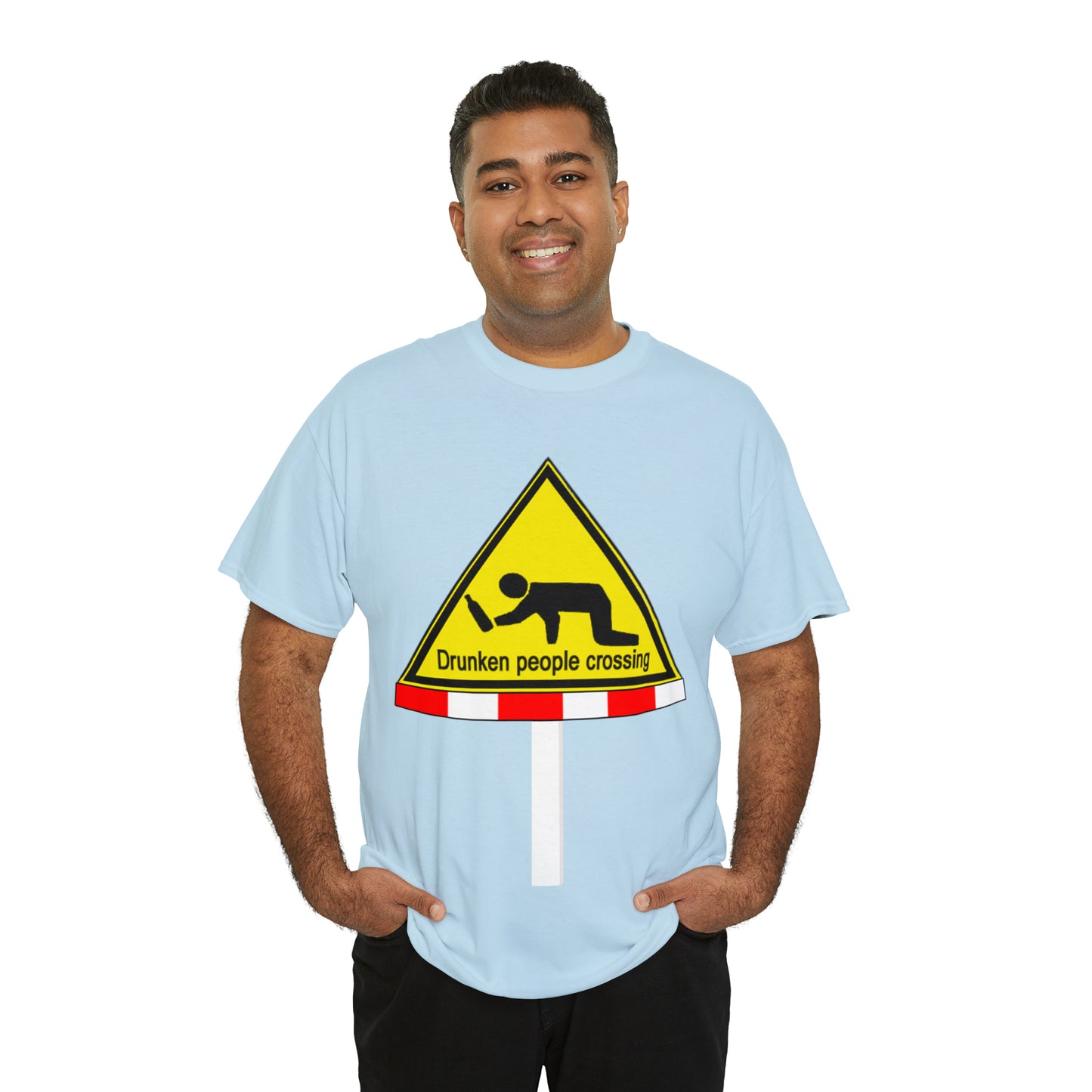 DRU**** PEOPLE CROSSING FUNNY SIGN T-SHIRT - Unisex Heavy Cotton Tee - AUS